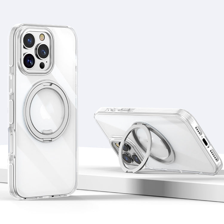 For iPhone 16 Pro Gear Plating PC 360 Ring Holder Magsafe Phone Case(Transparent) - iPhone 16 Pro Cases by buy2fix | Online Shopping UK | buy2fix