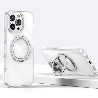 For iPhone 16 Pro Gear Plating PC 360 Ring Holder Magsafe Phone Case(Transparent) - iPhone 16 Pro Cases by buy2fix | Online Shopping UK | buy2fix