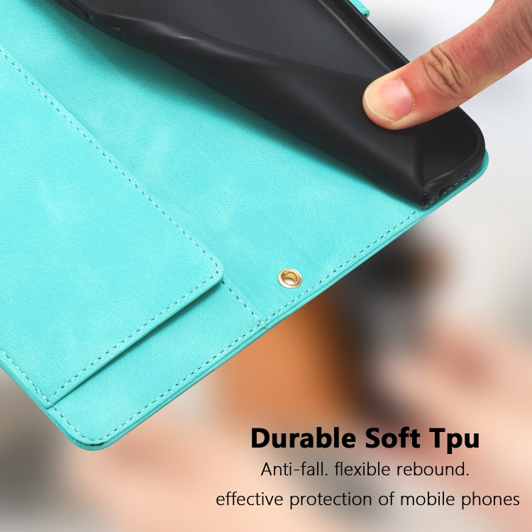 For Samsung Galaxy S25+ 5G Tulips Embossed Leather Phone Case with Lanyard(Green) by buy2fix