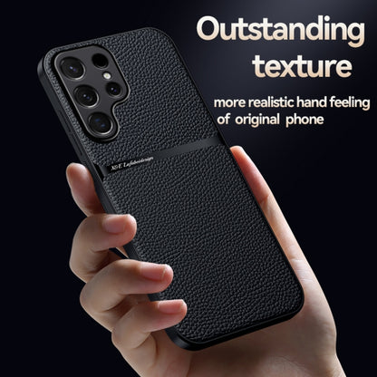 For Samsung Galaxy S25 Ultra 5G Litchi Leather Magnetic Full Coverage Shockproof Phone Case(Black) - Galaxy S25 Ultra 5G Cases by buy2fix | Online Shopping UK | buy2fix