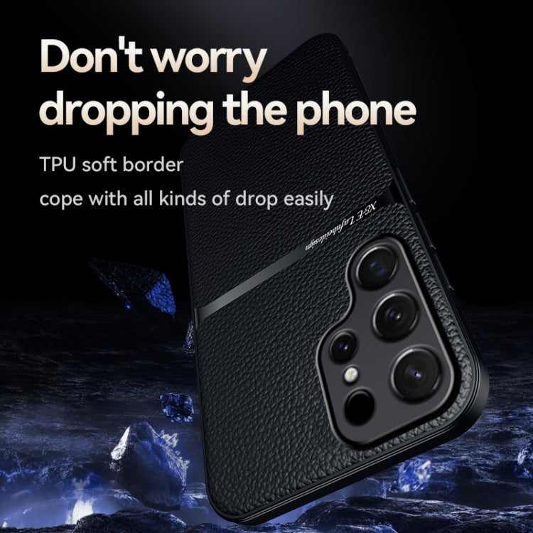 For Samsung Galaxy S25 Ultra 5G Litchi Leather Magnetic Full Coverage Shockproof Phone Case(Black) - Galaxy S25 Ultra 5G Cases by buy2fix | Online Shopping UK | buy2fix