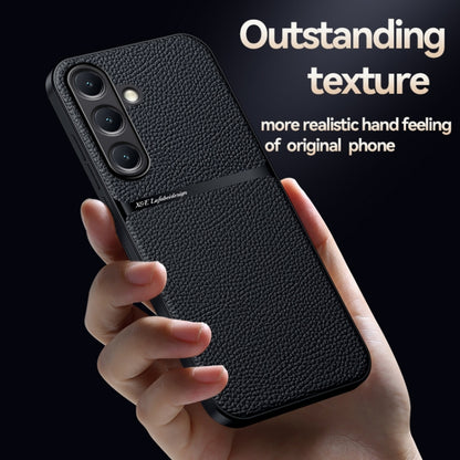 For Samsung Galaxy S25 5G Litchi Leather Magnetic Full Coverage Shockproof Phone Case(Black) by buy2fix