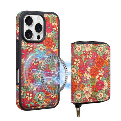 For iPhone 16 Pro Max Denior D23 MagSafe Detachable Zipper Wallet Holder Phone Case(Red) by Denior