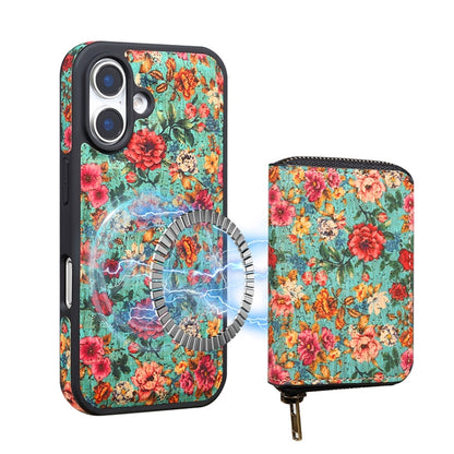 For iPhone 16 Plus Denior D23 MagSafe Detachable Zipper Wallet Holder Phone Case(Blue) by Denior