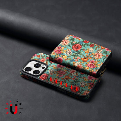 For iPhone 15 Pro Max Denior D23 MagSafe Detachable Zipper Wallet Holder Phone Case(Blue) - iPhone 15 Pro Max Cases by Denior | Online Shopping UK | buy2fix