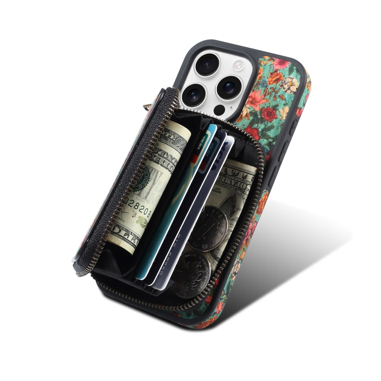 For iPhone 15 Pro Denior D23 MagSafe Detachable Zipper Wallet Holder Phone Case(Blue) - iPhone 15 Pro Cases by Denior | Online Shopping UK | buy2fix
