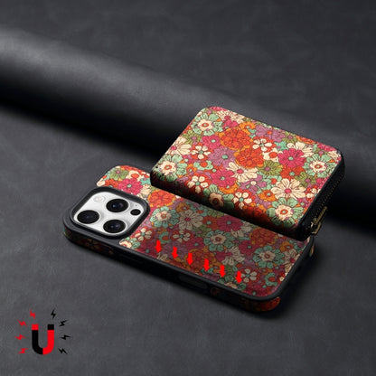 For iPhone 15 Plus Denior D23 MagSafe Detachable Zipper Wallet Holder Phone Case(Red) - iPhone 15 Plus Cases by Denior | Online Shopping UK | buy2fix