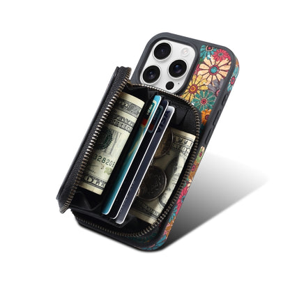 For iPhone 15 Plus Denior D23 MagSafe Detachable Zipper Wallet Holder Phone Case(Green) - iPhone 15 Plus Cases by Denior | Online Shopping UK | buy2fix