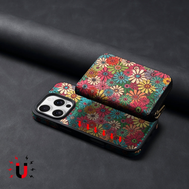 For iPhone 14 Pro Max Denior D23 MagSafe Detachable Zipper Wallet Holder Phone Case(Green) - iPhone 14 Pro Max Cases by Denior | Online Shopping UK | buy2fix