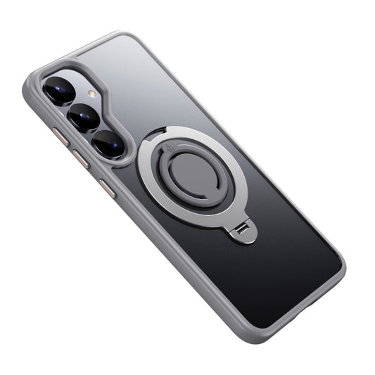 For Samsung Galaxy S25 5G Frosted MagSafe Phone Case with 360 Degree Rotating Holder(Grey) by buy2fix