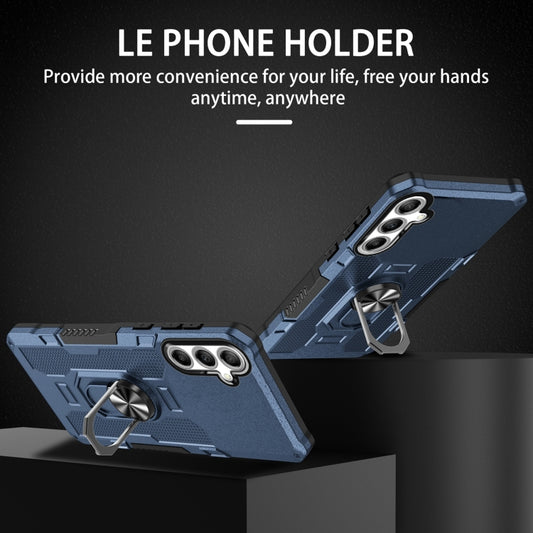 For Samsung Galaxy S25 5G Ring Holder Armor Hybrid Phone Case(Blue) by buy2fix
