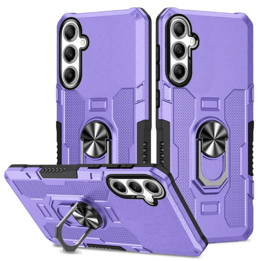 For Samsung Galaxy S25 5G Ring Holder Armor Hybrid Phone Case(Purple) by buy2fix
