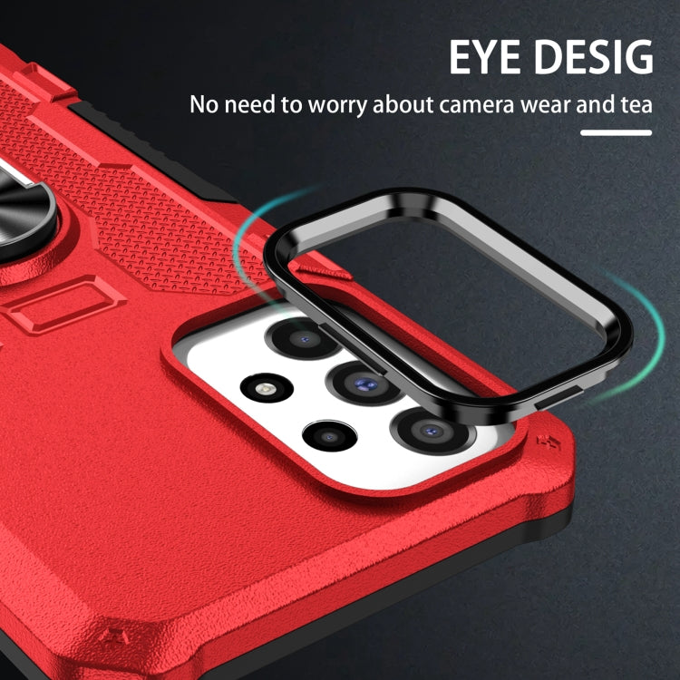 For Samsung Galaxy S25 Ultra 5G Ring Holder Armor Hybrid Phone Case(Red) by buy2fix