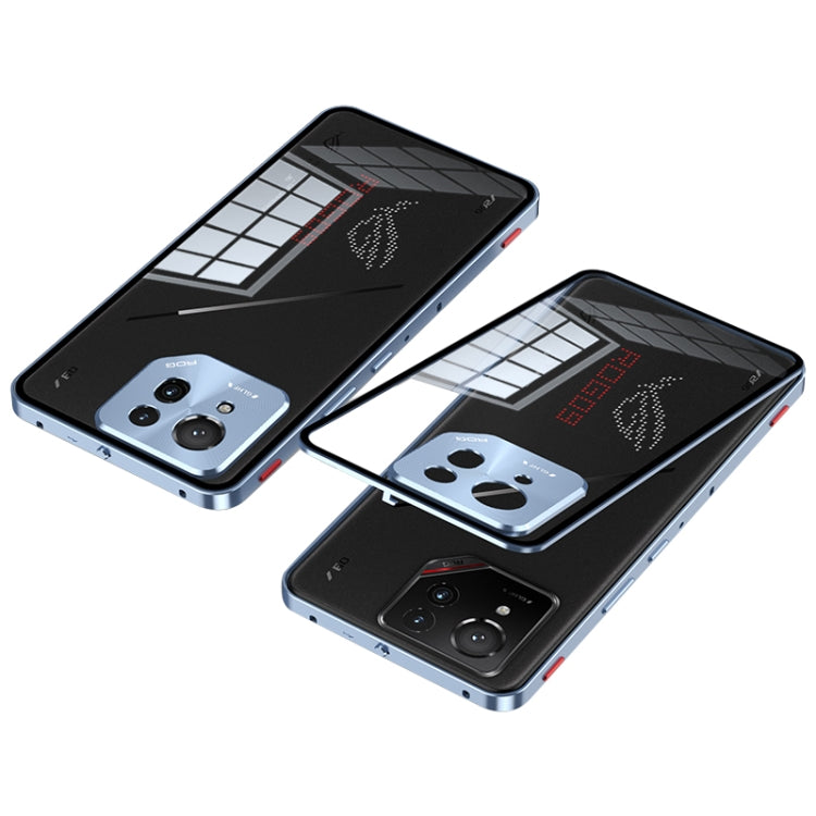 For  ASUS ROG Phone 9 Pro Snap Buckle Metal Frame Glass Back Panel Phone Case(Sierra Blue) - ASUS Cases by buy2fix | Online Shopping UK | buy2fix