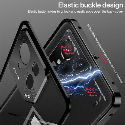 For  ASUS ROG Phone 9 Pro Snap Buckle Metal Frame Glass Back Panel Phone Case(Black) - ASUS Cases by buy2fix | Online Shopping UK | buy2fix