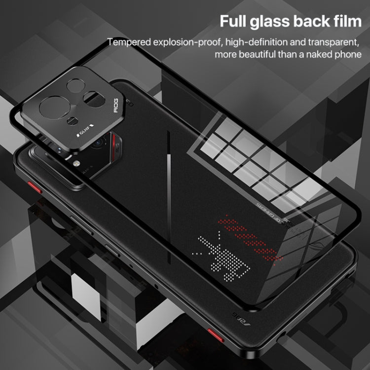 For  ASUS ROG Phone 9 Pro Snap Buckle Metal Frame Glass Back Panel Phone Case(Silver) - ASUS Cases by buy2fix | Online Shopping UK | buy2fix