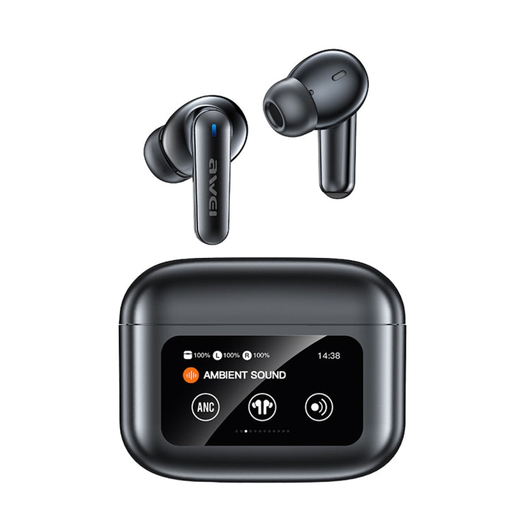 awei T56 ANC Noise Reduction Wireless Bluetooth Earphone with LED Touch Screen(Black) - Bluetooth Earphone by awei | Online Shopping UK | buy2fix