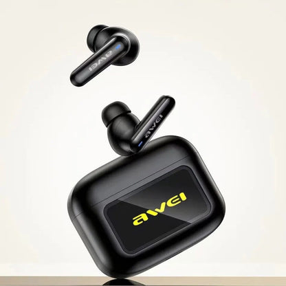 awei T56 ANC Noise Reduction Wireless Bluetooth Earphone with LED Touch Screen(Black) - Bluetooth Earphone by awei | Online Shopping UK | buy2fix