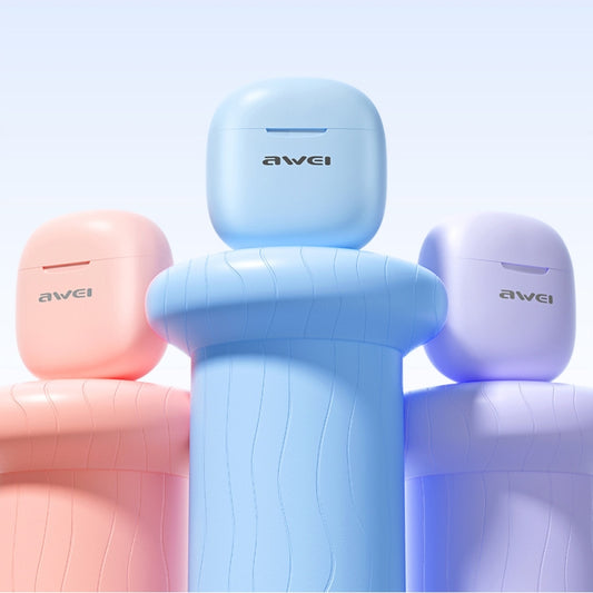 awei T68 ENC Noise Reduction Wireless Bluetooth Gaming Earphone(Purple) - Bluetooth Earphone by awei | Online Shopping UK | buy2fix