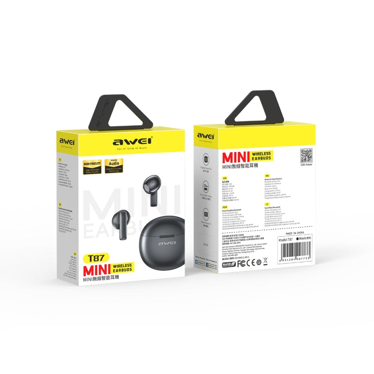 awei T87 True Wireless Bluetooth Sports Earphone(White) - Bluetooth Earphone by awei | Online Shopping UK | buy2fix