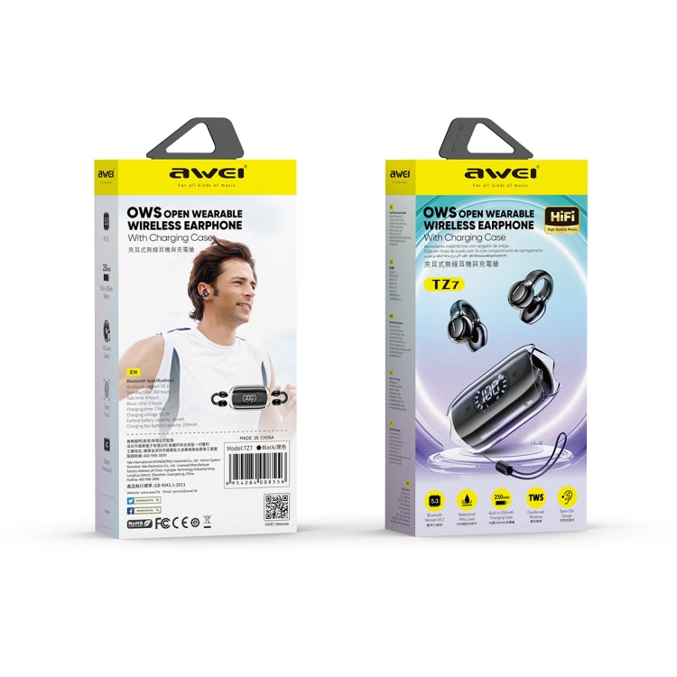 awei TZ7 Clip-on Wireless Bluetooth Earphone(White) - Bluetooth Earphone by awei | Online Shopping UK | buy2fix