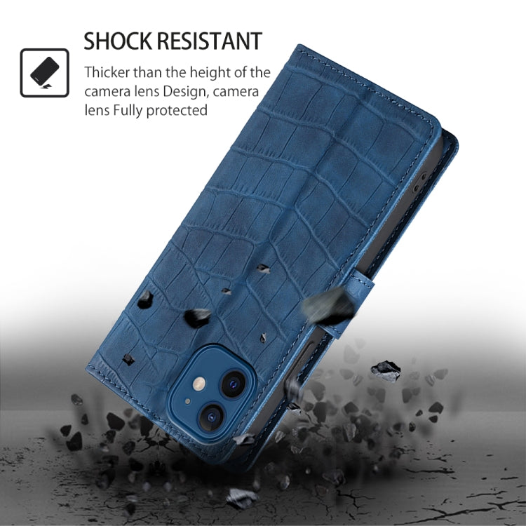 For Samsung Galaxy S25+ 5G Skin Feel Crocodile Magnetic Clasp Leather Phone Case(Blue) by buy2fix