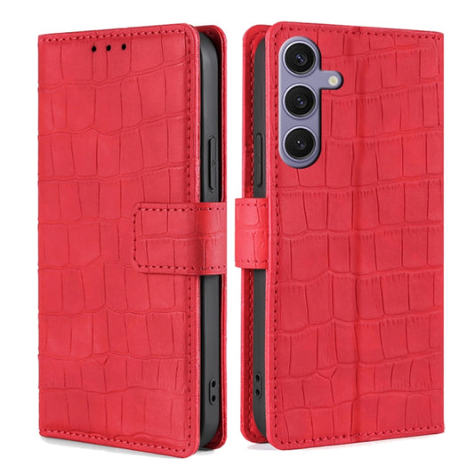 For Samsung Galaxy S25+ 5G Skin Feel Crocodile Magnetic Clasp Leather Phone Case(Red) by buy2fix