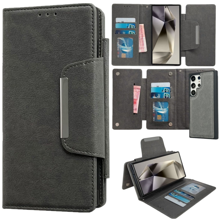 For Samsung Galaxy S25 Ultra 5G Multifunctional 7-Card Wallet Leather Phone Case(Grey) by buy2fix