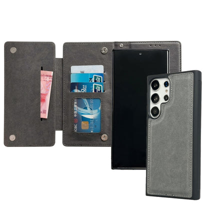 For Samsung Galaxy S25 Ultra 5G Multifunctional 7-Card Wallet Leather Phone Case(Grey) by buy2fix
