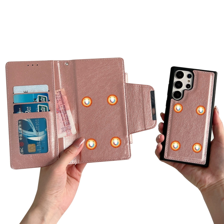 For Samsung Galaxy S25 5G Multifunctional 7-Card Wallet Leather Phone Case(Rose Gold) by buy2fix