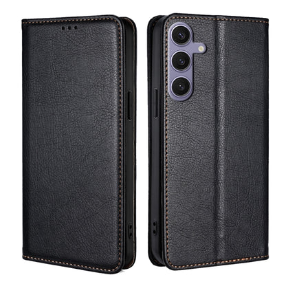 For Samsung Galaxy S25+ 5G Gloss Oil Solid Color Magnetic Leather Phone Case(Black) - Galaxy S25+ 5G Cases by buy2fix | Online Shopping UK | buy2fix