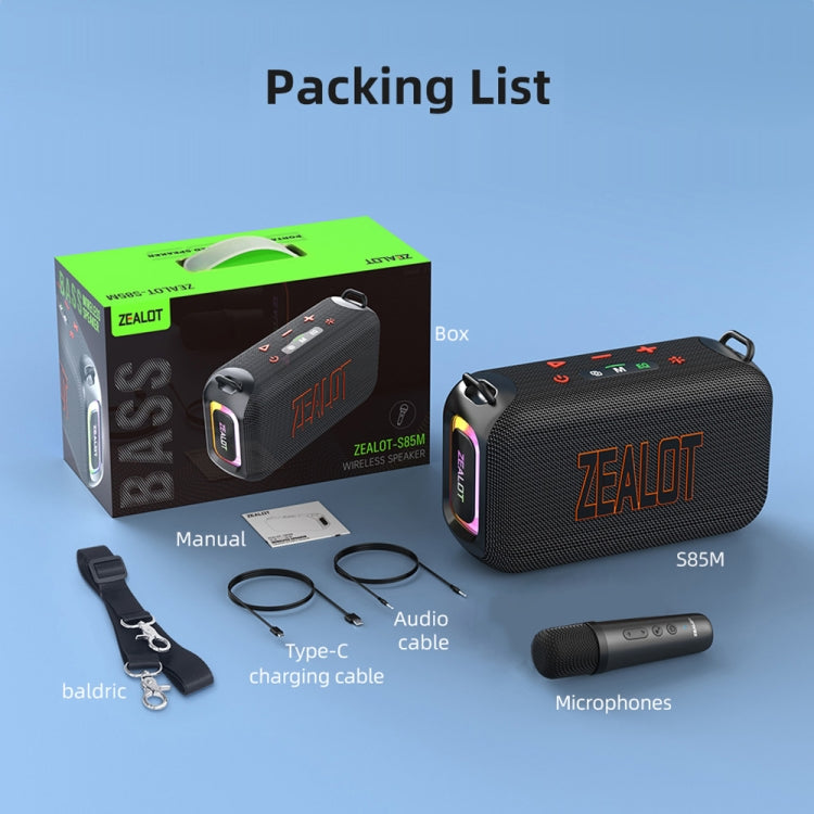 Zealot S85M 50W Outdoor Portable Bluetooth Speaker with Microphone(Black) - Waterproof Speaker by ZEALOT | Online Shopping UK | buy2fix