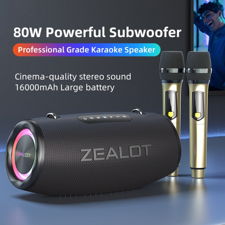 Zealot S87M 80W Portable Outdoor RGB Bluetooth Speaker with Dual Microphones(Black) - Waterproof Speaker by ZEALOT | Online Shopping UK | buy2fix