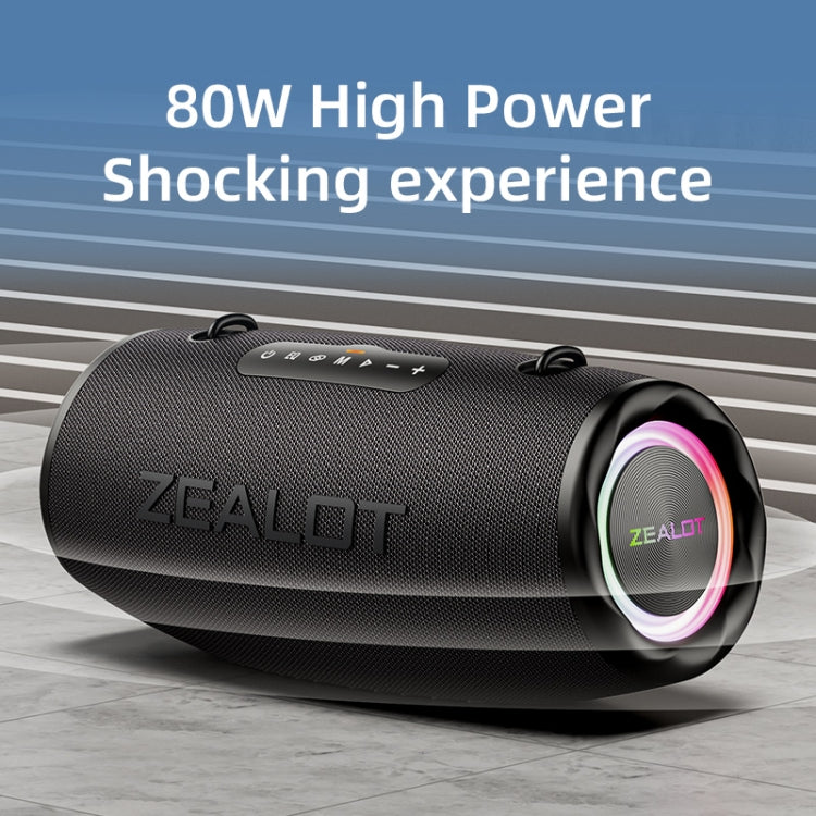 Zealot S87M 80W Portable Outdoor RGB Bluetooth Speaker with Dual Microphones(Black) - Waterproof Speaker by ZEALOT | Online Shopping UK | buy2fix