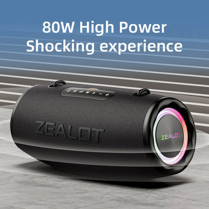 Zealot S87M 80W Portable Outdoor RGB Bluetooth Speaker with Dual Microphones(Black) - Waterproof Speaker by ZEALOT | Online Shopping UK | buy2fix