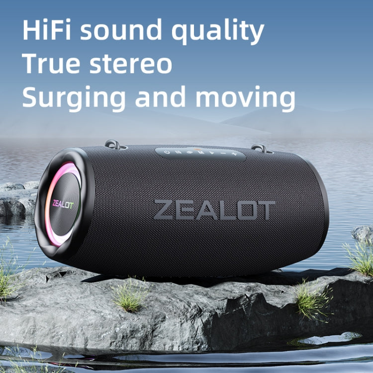 Zealot S87M 80W Portable Outdoor RGB Bluetooth Speaker with Dual Microphones(Black) - Waterproof Speaker by ZEALOT | Online Shopping UK | buy2fix