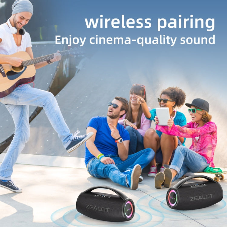 Zealot S97M 80W Outdoor Portable RGB Bluetooth Speaker with Dual Microphones(Black) - Waterproof Speaker by ZEALOT | Online Shopping UK | buy2fix