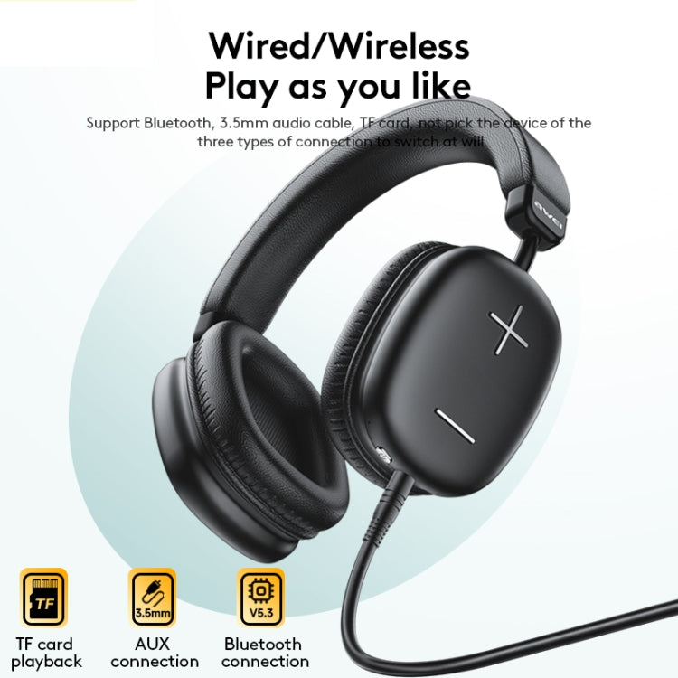 awei AT6 Wireless Bluetooth V5.4 Hi-Fi Stereo Headphones(Black) - Headset & Headphone by awei | Online Shopping UK | buy2fix
