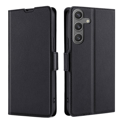For Samsung Galaxy S25 5G Ultra-thin Voltage Side Buckle Horizontal Flip Leather Phone Case(Black) by buy2fix