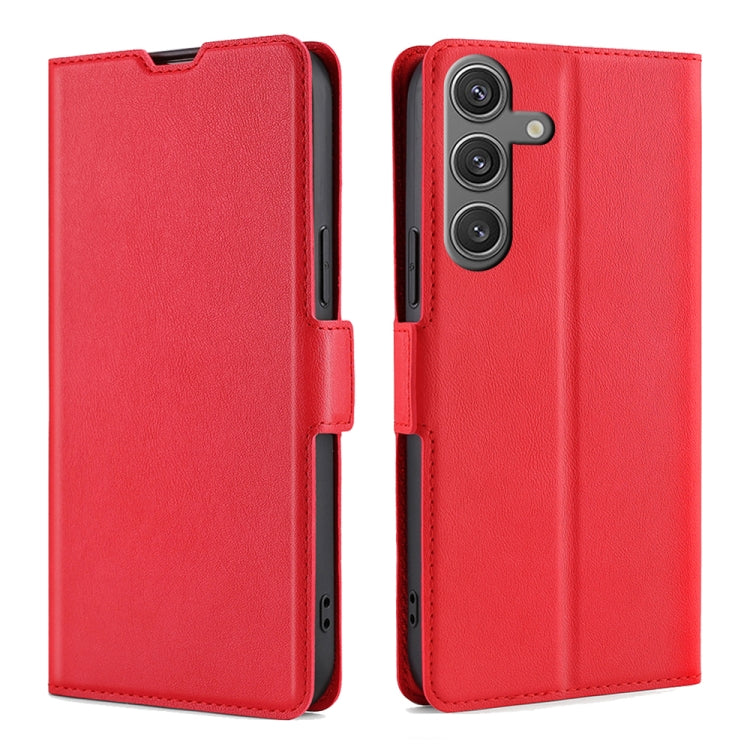 For Samsung Galaxy S25 5G Ultra-thin Voltage Side Buckle Horizontal Flip Leather Phone Case(Red) - Galaxy S25 5G Cases by buy2fix | Online Shopping UK | buy2fix