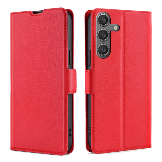 For Samsung Galaxy S25 5G Ultra-thin Voltage Side Buckle Horizontal Flip Leather Phone Case(Red) by buy2fix