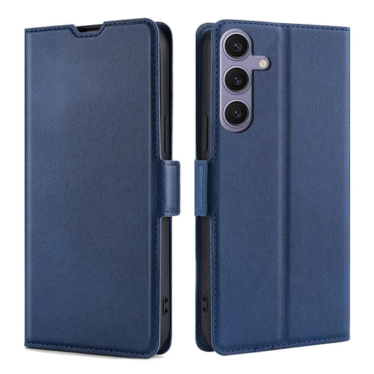 For Samsung Galaxy S25+ 5G Ultra-thin Voltage Side Buckle Horizontal Flip Leather Phone Case(Blue) by buy2fix