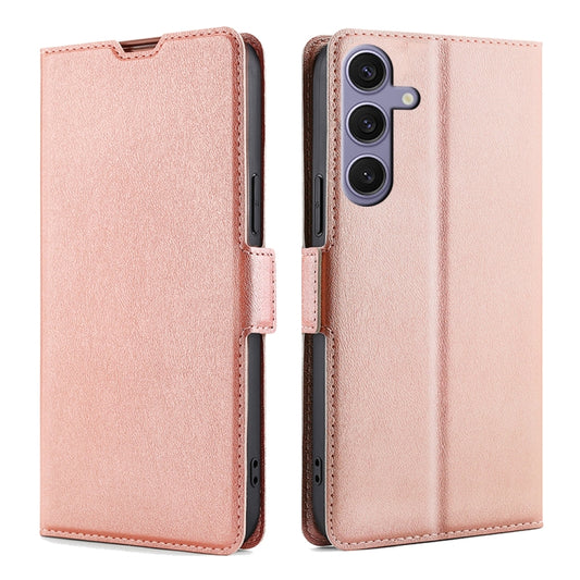 For Samsung Galaxy S25+ 5G Ultra-thin Voltage Side Buckle Horizontal Flip Leather Phone Case(Rose Gold) by buy2fix