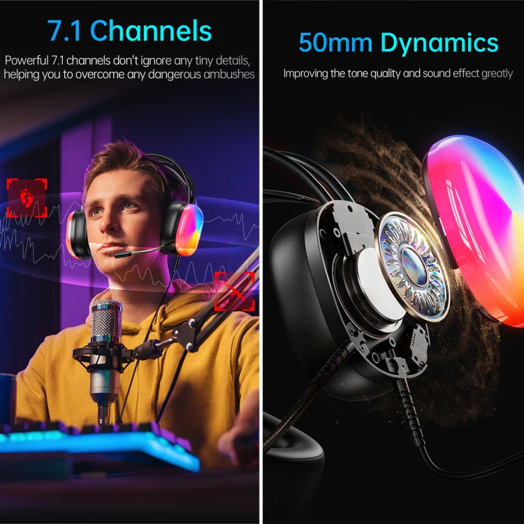 awei GM-11 Luminous Wired Headphones, Cable Length: 2m(Black) - Multimedia Headset by awei | Online Shopping UK | buy2fix