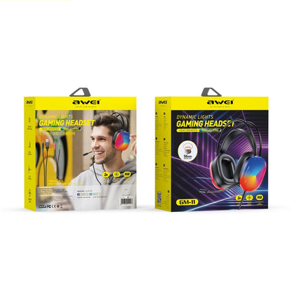 awei GM-11 Luminous Wired Headphones, Cable Length: 2m(Black) - Multimedia Headset by awei | Online Shopping UK | buy2fix