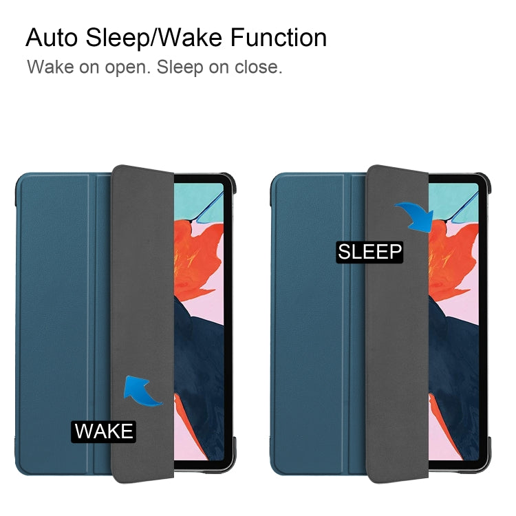 For iPad Air 11 2024 / 2022 / 2020 10.9 Custer Texture Horizontal Flip Leather Case with Three-folding Holder & Sleep / Wake-up Function(Dark Green) by buy2fix