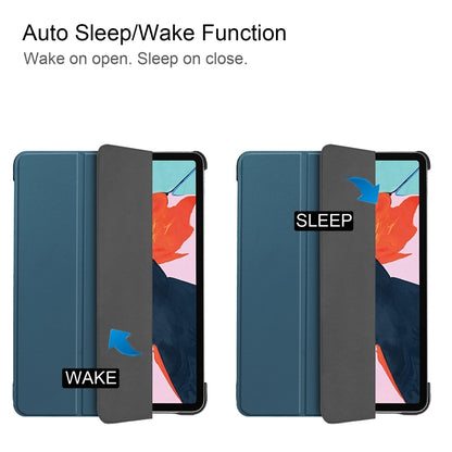 For iPad Air 11 2024 / 2022 / 2020 10.9 Custer Texture Horizontal Flip Leather Case with Three-folding Holder & Sleep / Wake-up Function(Dark Green) by buy2fix