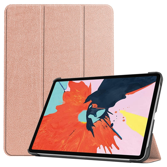 For iPad Air 11 2024 / 2022 / 2020 10.9 Custer Texture Horizontal Flip Leather Case with Three-folding Holder & Sleep / Wake-up Function(Rose Gold) by buy2fix