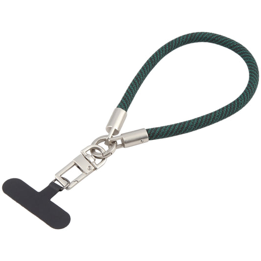 Pearl Silver Metal Buckle Phone Wrist Strap Phone Short Lanyard(Black Green) - Lanyards & Wrist Straps by buy2fix | Online Shopping UK | buy2fix