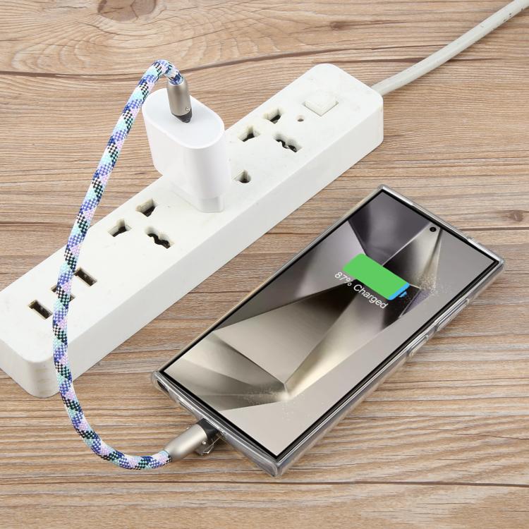 Type-C to Type-C Data Charging Cable Wrist Strap Phone Short Lanyard(Black White Cross) - Lanyards & Wrist Straps by buy2fix | Online Shopping UK | buy2fix